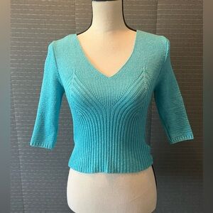 Spoiled Girl Cropped V-Neck 3/4 Sleeve Sweater